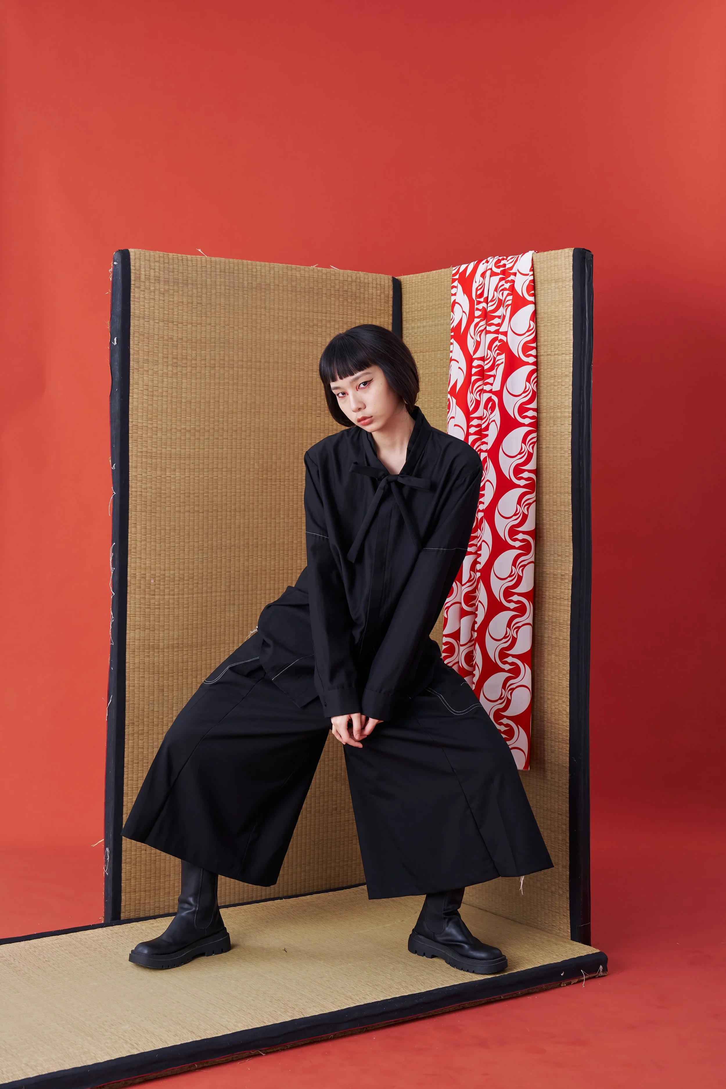 その他 Cortex - Untitled ( NI 17/4 ) Deconstructed Collar Tie Shirt (Black) — INF - Garment for